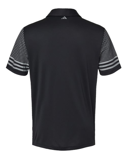 Men's Striped Sleeve Polo - Black/ Grey Three Back