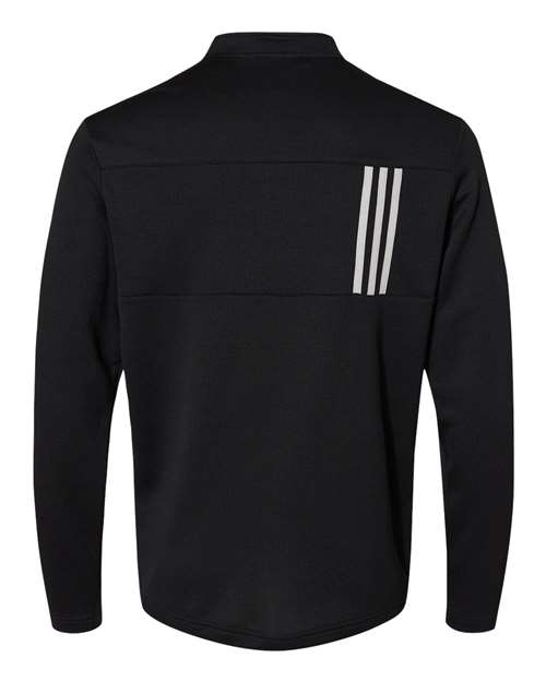 Men's 3-Stripes Double-Knit Quarter-Zip Pullover - Black/ Grey Two Back