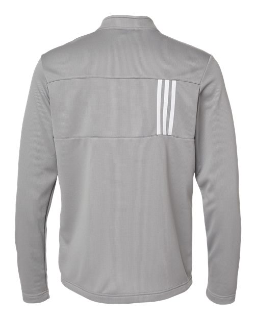 Men's 3-Stripes Double-Knit Quarter-Zip Pullover - Grey Three/ White Back