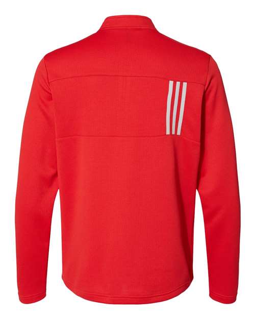 Men's 3-Stripes Double-Knit Quarter-Zip Pullover - Team Collegiate Red/ Grey Two Back