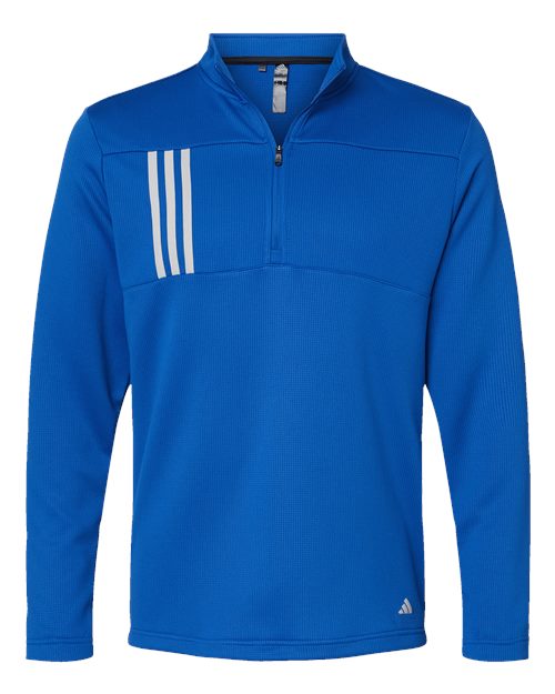 Men's 3-Stripes Double-Knit Quarter-Zip Pullover - Team Royal/ Grey Two Front