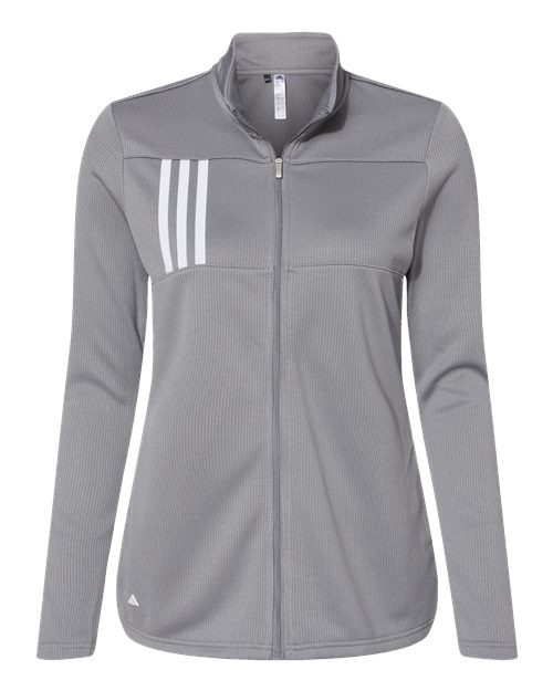 Women's 3-Stripes Double Knit Full-Zip Jacket - Grey Three/ White Front