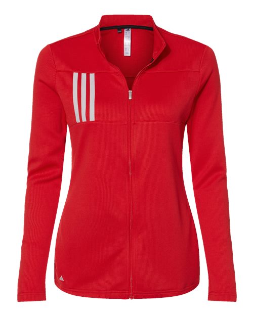 Women's 3-Stripes Double Knit Full-Zip Jacket - Team Collegiate Red/ Grey Two Front