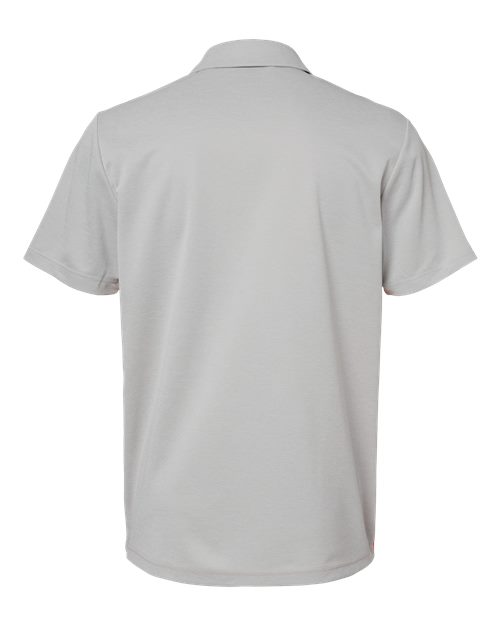 Men's Heathered Colorblocked 3-Stripes Polo - Grey Two Heather/ Hi-Res Coral Heather Back