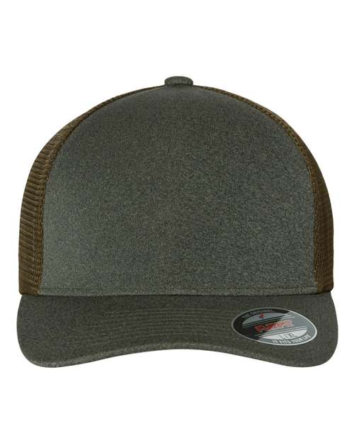 Unipanel™ Trucker Cap - Melange Olive Front