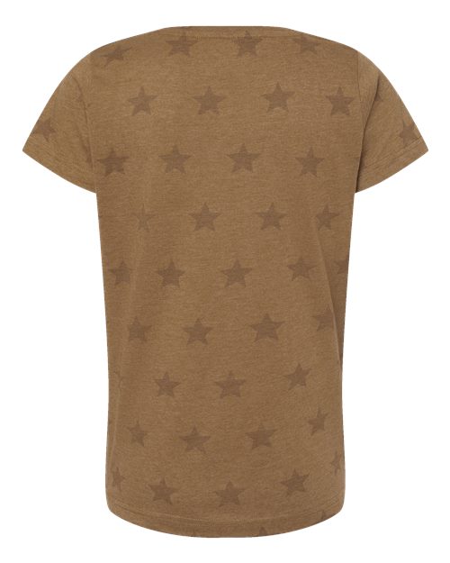Women's Star Print Scoop Neck Tee - Coyote Brown Star Back