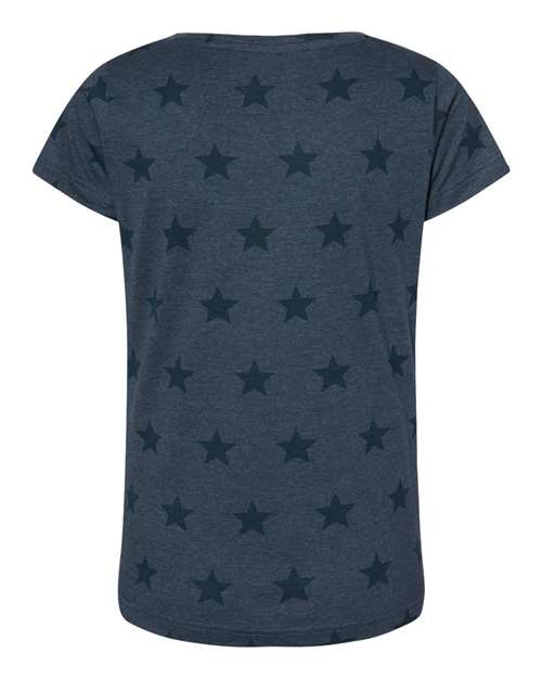 Women's Star Print Scoop Neck Tee - Denim Star Back