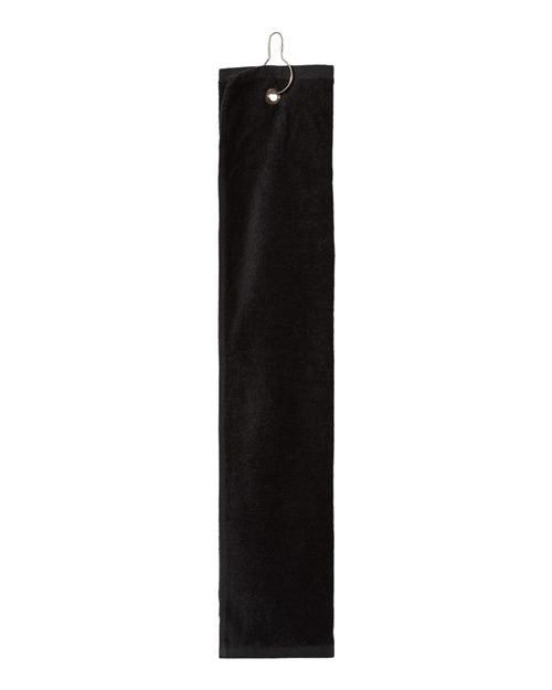 Trifold Golf Towel with Grommet - Black Front
