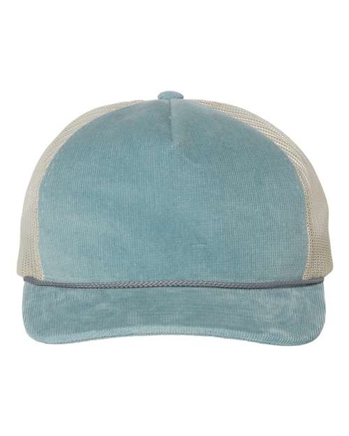 Troutdale Corduroy Trucker Cap - Light Blue/ Sand Front