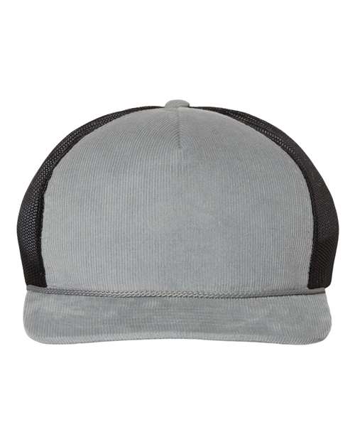 Troutdale Corduroy Trucker Cap - Light Grey/ Black Front
