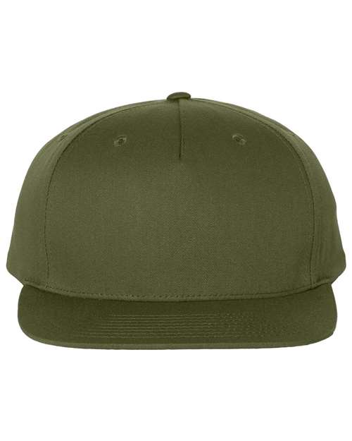 Pinch Front Structured Snapback Trucker Cap - Army Olive Front