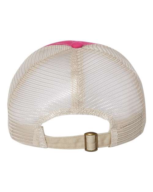 Contrast-Stitch Mesh-Back Cap - Pink/ Stone Back