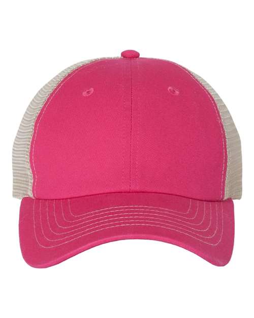 Contrast-Stitch Mesh-Back Cap - Pink/ Stone Front