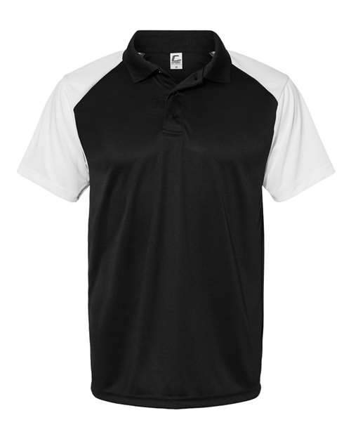 Men's Sport Polo - Black/ White Front
