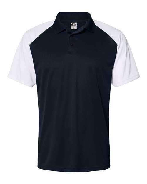 Men's Sport Polo - Navy/ White Front