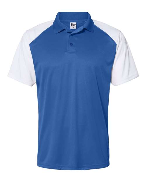 Men's Sport Polo - Royal/ White Front