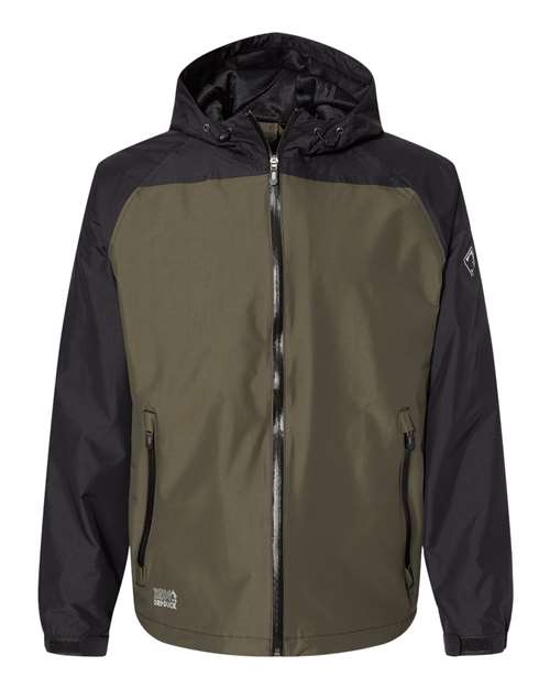 Unisex Torrent Waterproof Hooded Jacket - Olive/ Black Front
