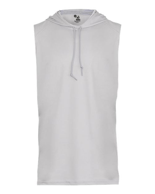 Badger Men's B-Core Hooded Sleeveless T-Shirt - Silver Front
