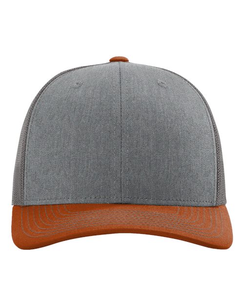 Snapback Trucker Cap - Heather Grey/ Charcoal/ Dark Orange Front