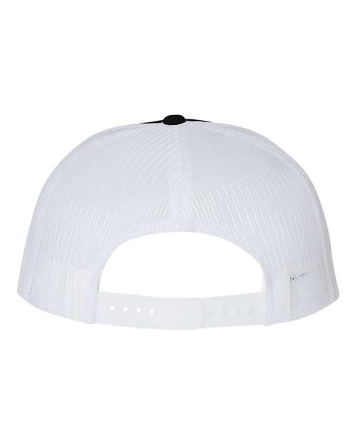 Wool Blend Flat Bill Trucker Cap - Black/ White Back