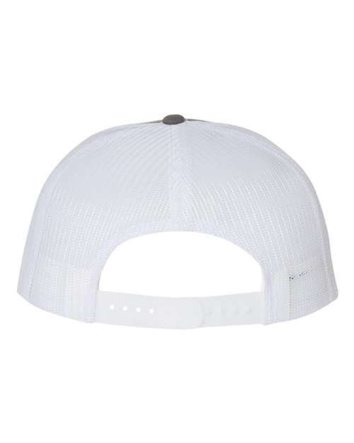 Wool Blend Flat Bill Trucker Cap - Charcoal/ White Back