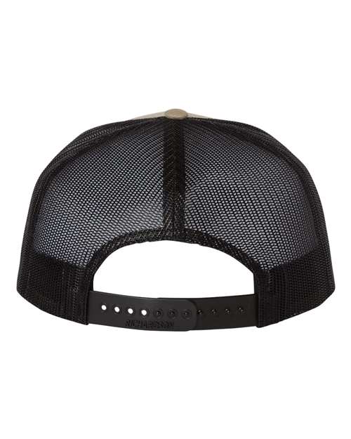 Wool Blend Flat Bill Trucker Cap - Khaki/ Black Back