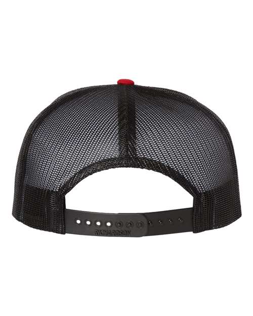 Wool Blend Flat Bill Trucker Cap - Red/ Black Back