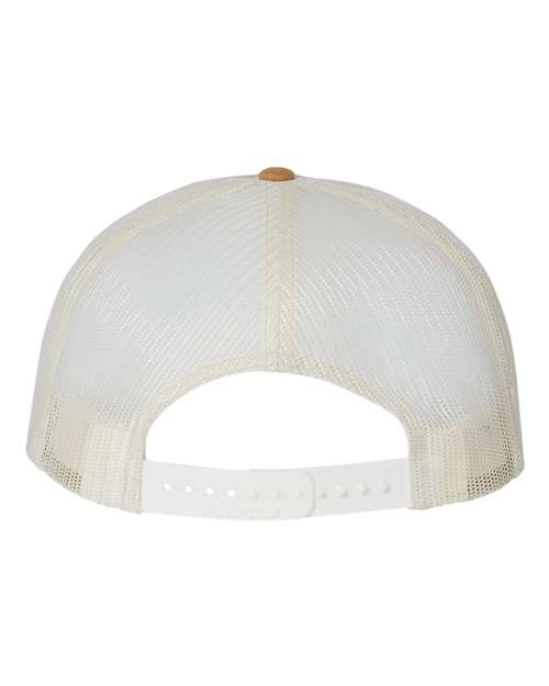 Wool Blend Flat Bill Trucker Cap - Heather Grey/ Birch/ Biscuit Back