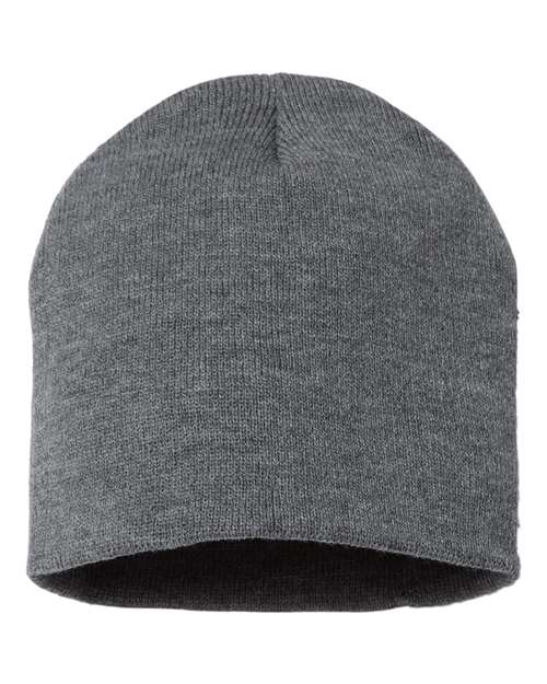 8" Beanie - Dark Heather Grey Front