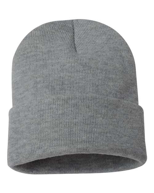 12" Solid Cuffed Beanie - Dark Heather Grey Back