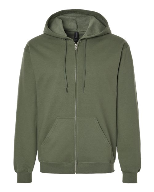 Unisex Softstyle® Full-Zip Hooded Sweatshirt - Military Green Front