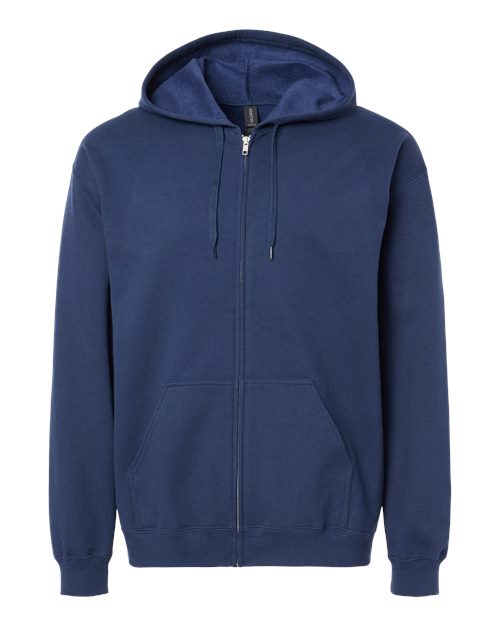 Unisex Softstyle® Full-Zip Hooded Sweatshirt - Navy Front