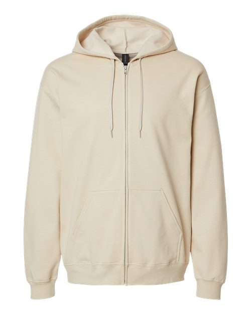 Unisex Softstyle® Full-Zip Hooded Sweatshirt - Sand Front