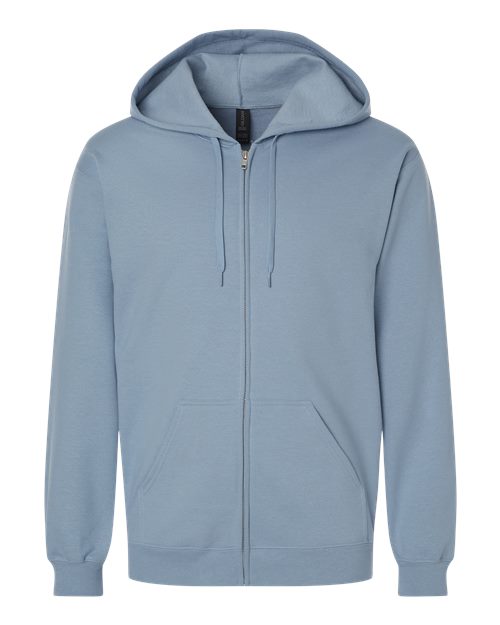 Unisex Softstyle® Full-Zip Hooded Sweatshirt - Stone Blue Front