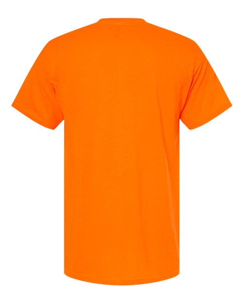 Men's Gold Soft Touch T-Shirt - Safety Orange Back