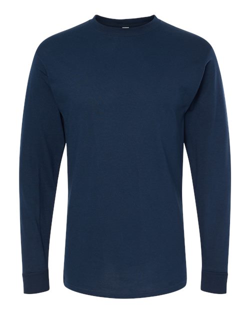 Unisex Gold Soft Touch Long Sleeve T-Shirt - Deep Navy Front