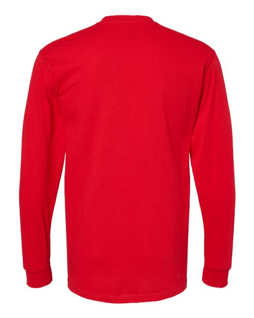 Unisex Gold Soft Touch Long Sleeve T-Shirt - Deep Red Back
