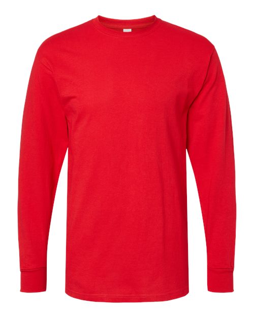 Unisex Gold Soft Touch Long Sleeve T-Shirt - Deep Red Front