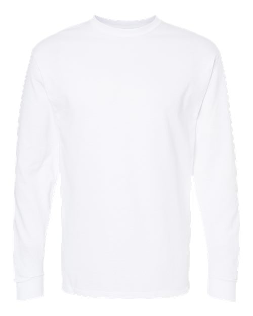 Unisex Gold Soft Touch Long Sleeve T-Shirt - White Front