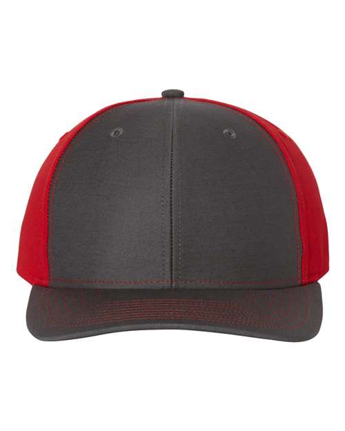 Twill Back Trucker Cap - Charcoal/ Red Front