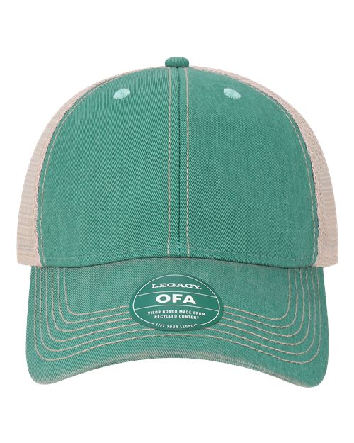 Old Favorite Trucker Cap - Aqua/ Khaki Front