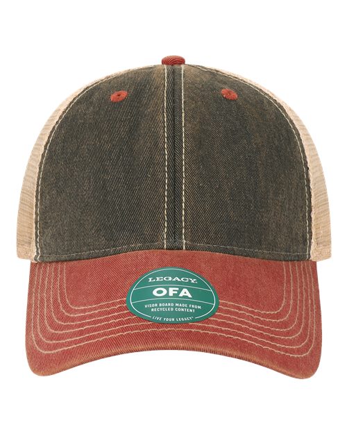 Old Favorite Trucker Cap - Black/ Cardinal/ Khaki Front