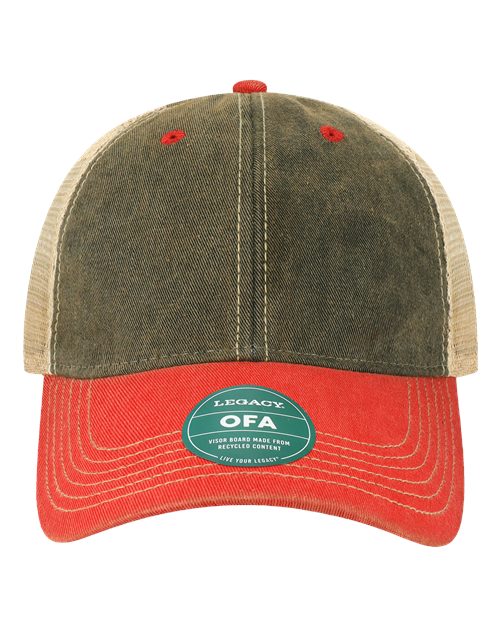 Old Favorite Trucker Cap - Black/ Scarlet Red/ Khaki Front