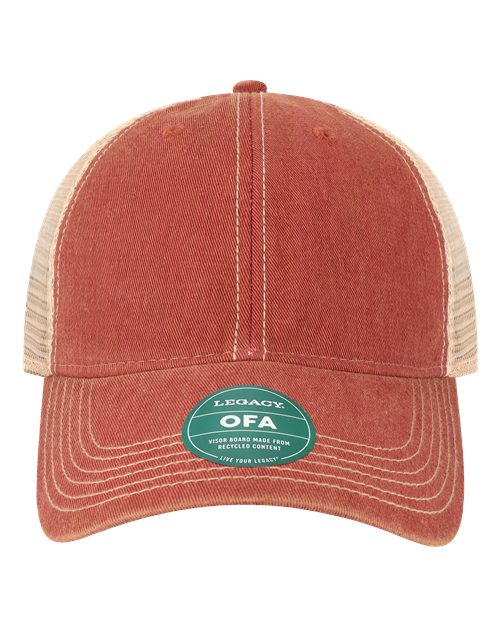 Old Favorite Trucker Cap - Cardinal/ Khaki Front