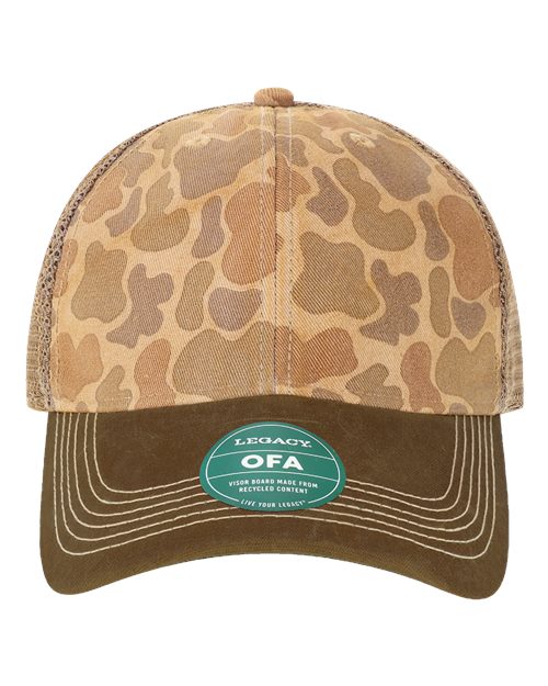 Old Favorite Trucker Cap - Camel Duck Camo/ Java Front