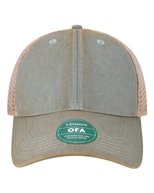 Old Favorite Trucker Cap - Light Blue/ Khaki Front