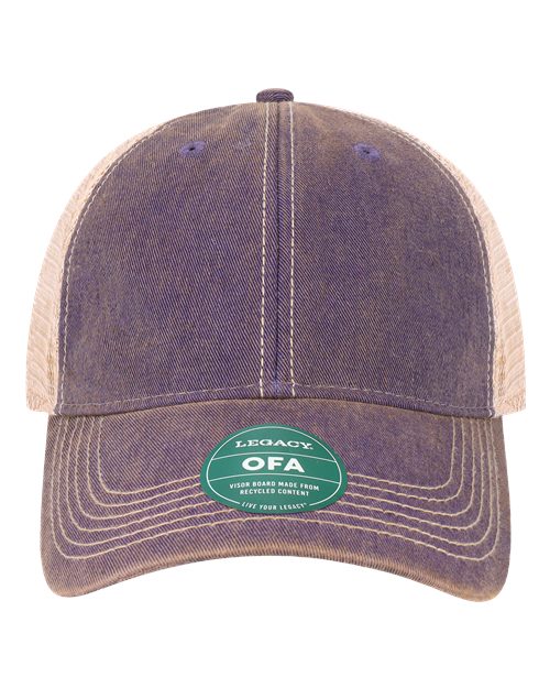 Old Favorite Trucker Cap - Purple/ Khaki Front