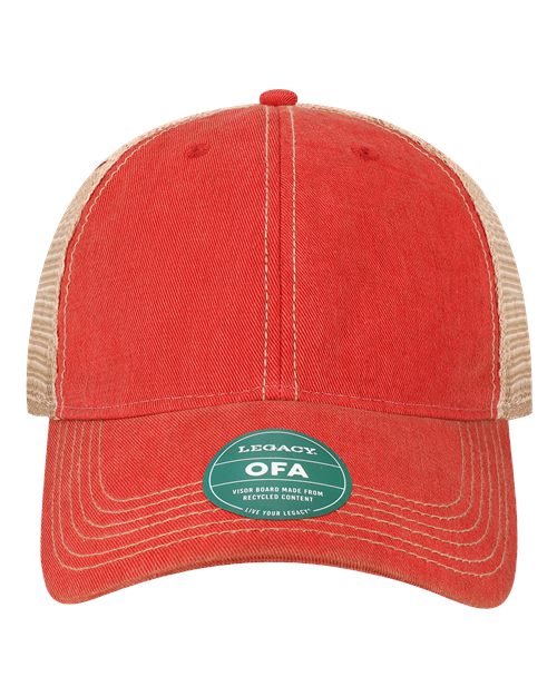 Old Favorite Trucker Cap - Scarlet Red/ Khaki Front