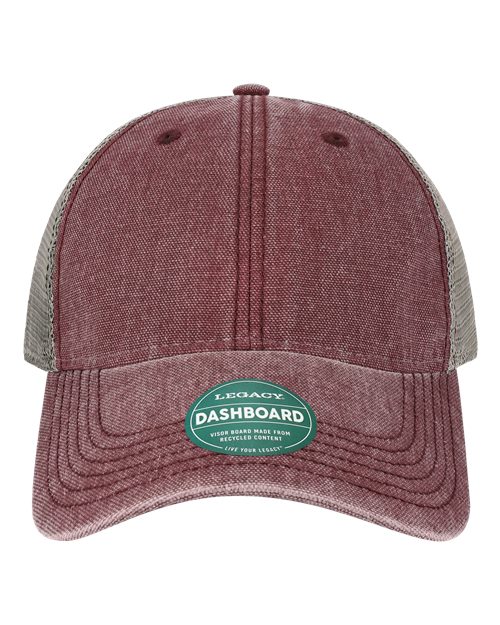 Dashboard Trucker Cap - Burgundy/ Grey Front