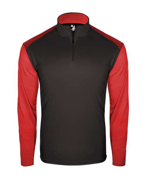 Youth Breakout Quarter-Zip Pullover - Black/ Red Front